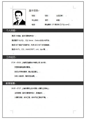 电脑专员简历模板