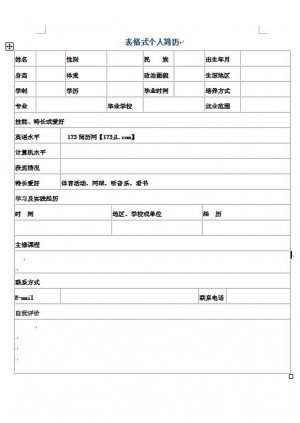 表格式免费个人简历