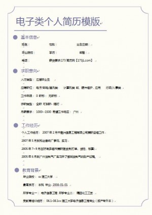 电子类免费个人简历模版