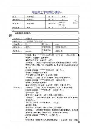 淘宝美工求职简历模板