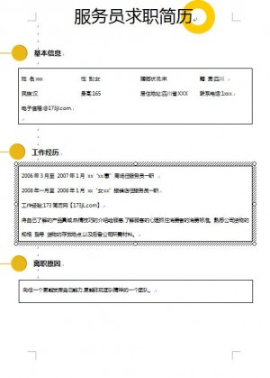 服务员求职简历