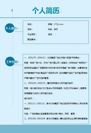 广告和媒体简历模板