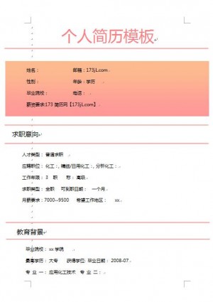 应聘简历模板