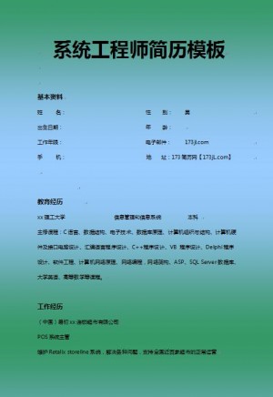 系统工程师简历模板