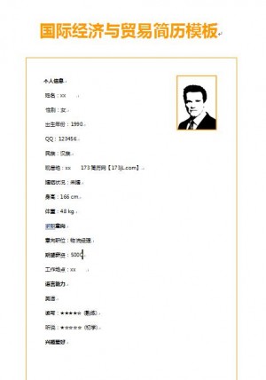 国际经济与贸易简历