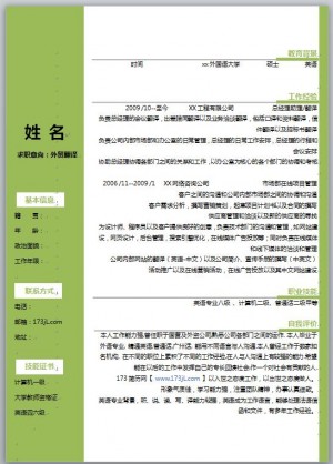 外贸翻译员简历模板