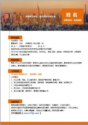 金融类求职简历模板