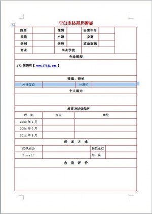 网络推广专员简历模板表格