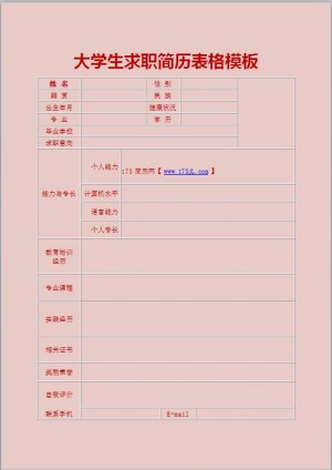 电子商务免费个人简历模板表格