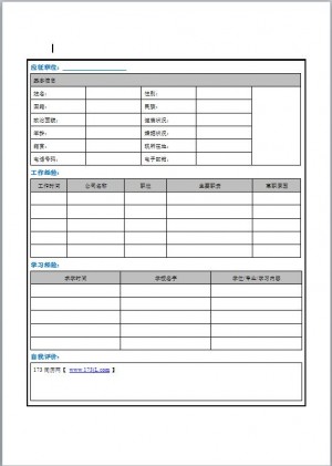 电商专业空白表格