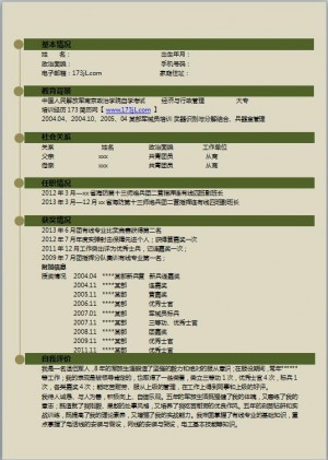 非常棒的军人免费个人简历模板