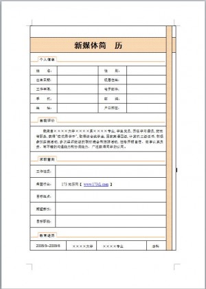 新媒体运营简历模板表格