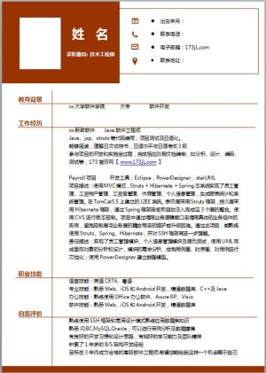 技术工程师免费个人简历模板