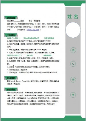 电子业务员简历模板