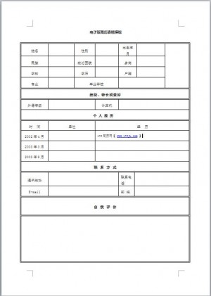 播音主持表格简历模板
