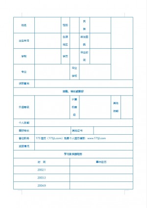 电子商务美工简历表格